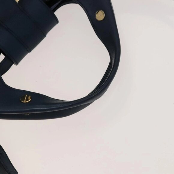 BVLGARI Hand Bag Leather 2way Blue Gold Auth BA1864 - Picture 9 of 16